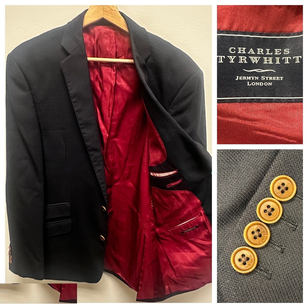Charles Tyrwhitt Blazer 42L Jermyn Street London Sport Coat Tailor Wool Textured